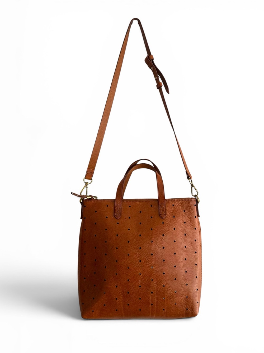 Madewell The Transport Crossbody Bag Mini Geo Holepunch Edition English Saddle